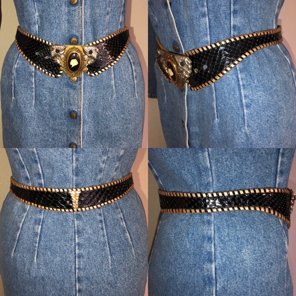 *RARE* 80’s Cesar Ugarte Buckle & 3 Snakeskn Belts - Picture 4 of 8